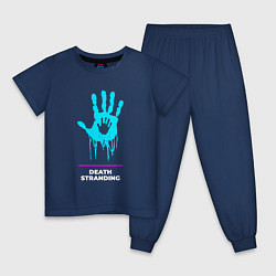 Пижама хлопковая детская Символ Death Stranding в неоновых цветах, цвет: тёмно-синий