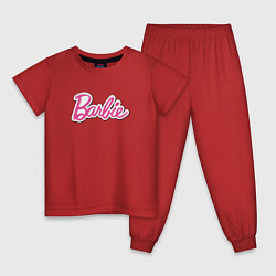 Пижама хлопковая детская Barbie logo, цвет: красный