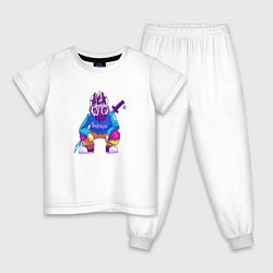 Пижама хлопковая детская Зебра горячая линия Маями арт, цвет: белый