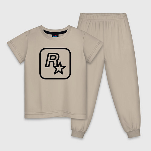 Детская пижама Логотип Rockstar games чб / Миндальный – фото 1