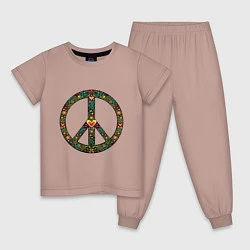 Пижама хлопковая детская Pacific symbol, цвет: пыльно-розовый