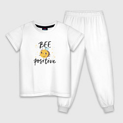 Пижама хлопковая детская Bee positive, цвет: белый