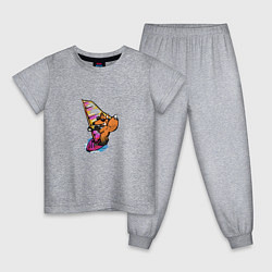 Пижама хлопковая детская Fox - windsurfer, цвет: меланж