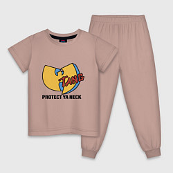 Пижама хлопковая детская Wu-Tang - Protect Ya Neck, цвет: пыльно-розовый
