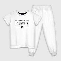 Пижама хлопковая детская Assassins Creed Gaming Champion: рамка с лого и дж, цвет: белый