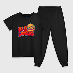 Пижама хлопковая детская Огромный бургер, цвет: черный