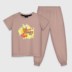 Пижама хлопковая детская Лимонад и мороженое, цвет: пыльно-розовый