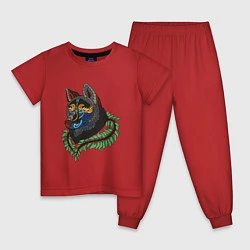 Пижама хлопковая детская Волк - душа планеты Земля, цвет: красный