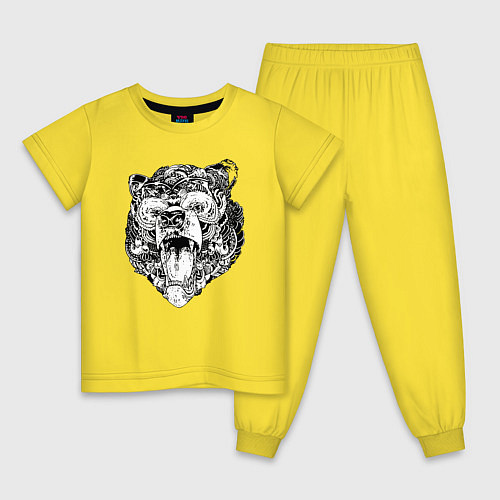 Детская пижама Стилизованная голова медведя / Желтый – фото 1
