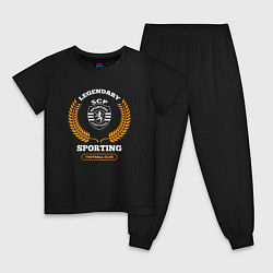 Пижама хлопковая детская Лого Sporting и надпись Legendary Football Club, цвет: черный