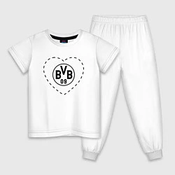 Пижама хлопковая детская Лого Borussia в сердечке, цвет: белый