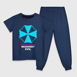 Пижама хлопковая детская Символ Resident Evil в неоновых цветах, цвет: тёмно-синий