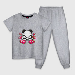 Пижама хлопковая детская Пончики панды, цвет: меланж