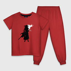 Пижама хлопковая детская Самурай и белая луна, цвет: красный