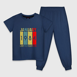 Пижама хлопковая детская 1984 - Январь, цвет: тёмно-синий