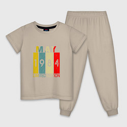 Пижама хлопковая детская 1984 - Май, цвет: миндальный