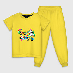 Пижама хлопковая детская Go-Go Аппликация разноцветные буквы, цвет: желтый