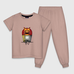Пижама хлопковая детская Stray - Cat, цвет: пыльно-розовый