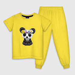 Пижама хлопковая детская Мир - Панда, цвет: желтый