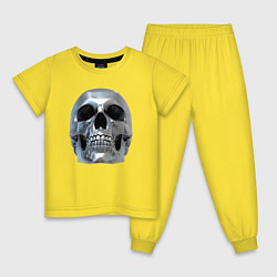 Пижама хлопковая детская Серебряный череп, цвет: желтый