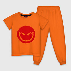 Пижама хлопковая детская Коварный смайл, цвет: оранжевый
