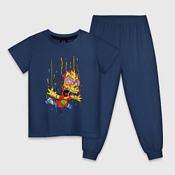 Пижама хлопковая детская Барт Симпсон - свободное падение, цвет: тёмно-синий