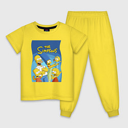 Пижама хлопковая детская Семейка Симпсонов - Гомер, Мардж и их отпрыски, цвет: желтый