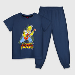 Пижама хлопковая детская Гомер - рок гитарист, цвет: тёмно-синий