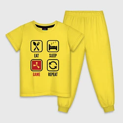 Пижама хлопковая детская Eat - sleep - Rust - repeat, цвет: желтый