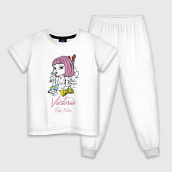 Пижама хлопковая детская Victoria - Pulp fiction, цвет: белый