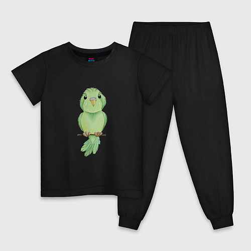 Детская пижама Зелёная птица / Черный – фото 1
