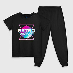 Пижама хлопковая детская Retrowave Neon, цвет: черный