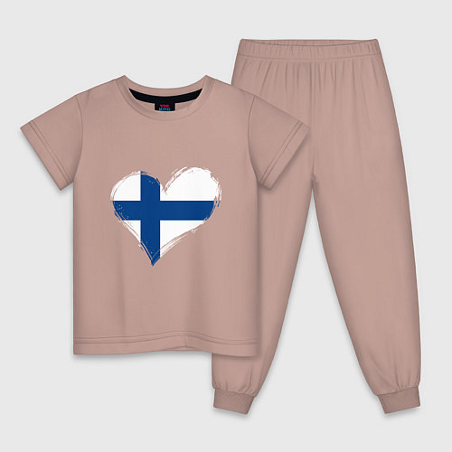 Детская пижама Сердце - Финляндия / Пыльно-розовый – фото 1
