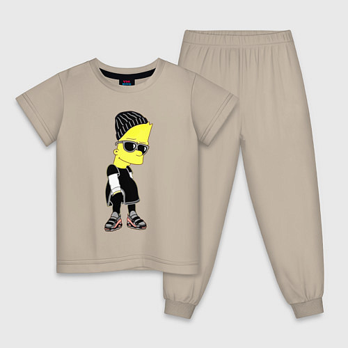 Детская пижама Барт Симпсон в тёмных очках / Миндальный – фото 1