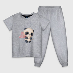 Пижама хлопковая детская Панда с леденцом, цвет: меланж