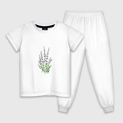 Пижама хлопковая детская Букет лаванды, цвет: белый