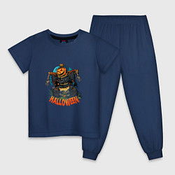 Пижама хлопковая детская Halloween Night, цвет: тёмно-синий