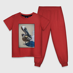 Пижама хлопковая детская Пеликан у моря, цвет: красный