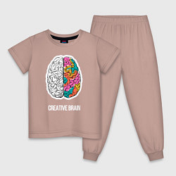 Пижама хлопковая детская Creative Brain, цвет: пыльно-розовый