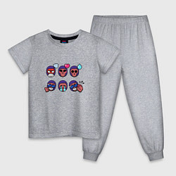Пижама хлопковая детская Значки на Брок Пины Бравл Старс Brock, цвет: меланж
