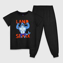 Пижама хлопковая детская Земная акула, цвет: черный