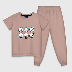 Пижама хлопковая детская Значки на Колетт Пины Бравл Старс Colette, цвет: пыльно-розовый