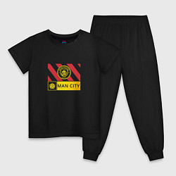 Пижама хлопковая детская Manchester City - Stripe 202223, цвет: черный