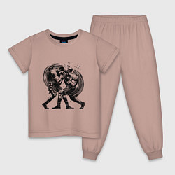 Пижама хлопковая детская Бокс, цвет: пыльно-розовый
