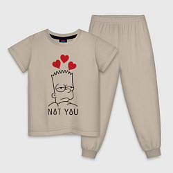 Пижама хлопковая детская Bart Simpson - not you!, цвет: миндальный