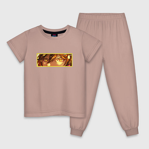 Детская пижама Джун ли : Геншин бокс лого / Пыльно-розовый – фото 1
