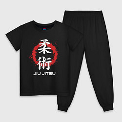 Пижама хлопковая детская Jiu-jitsu red splashes, цвет: черный