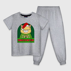 Пижама хлопковая детская Xmas is no fun, цвет: меланж