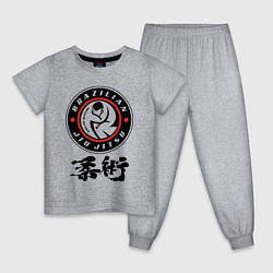 Пижама хлопковая детская Brazilian fight club Jiu jitsu fighter, цвет: меланж