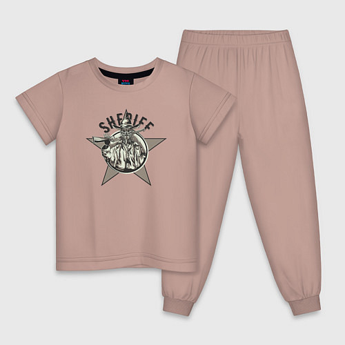 Детская пижама Шериф-робот темная / Пыльно-розовый – фото 1